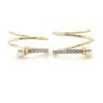 14Kt Gold Diamond Pearl Spiral Hoops Earrings DER14/327