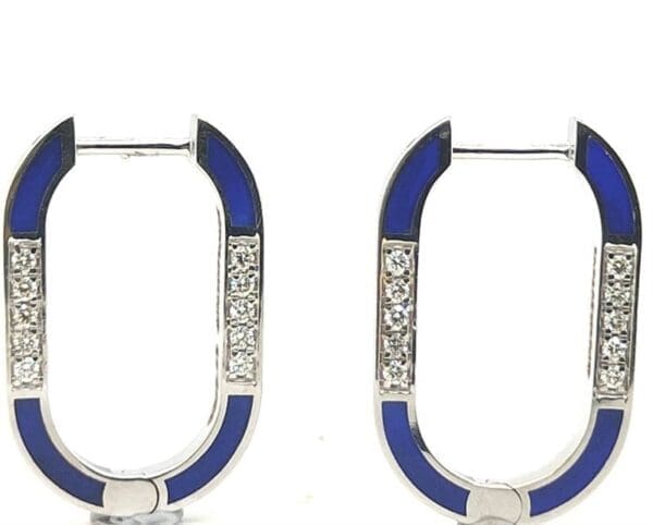 14Kt Gold Diamond Blue Hoops Earrings DER14/482
