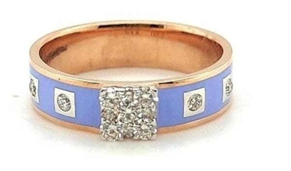 14Kt Gold Diamond Blue Unisex Band Ring DRL14/1284
