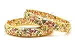 22Kt Yellow Pair Of Jadau Bangles/ Kara KR22/138