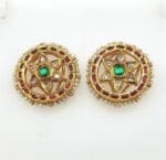 22Kt Gold Pearl Kundan Tops/ Earrings TP22/61 22Kt Gold Pearl Kundan Tops/ Earrings TP22/61