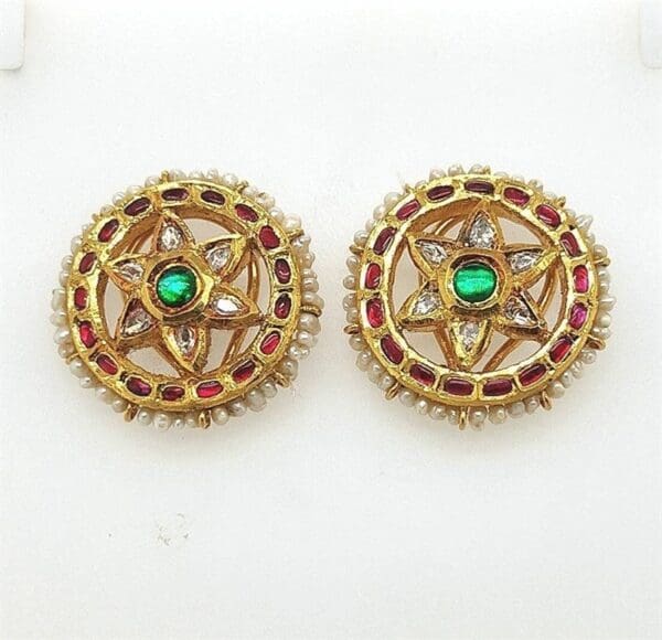22Kt Gold Pearl Kundan Tops/ Earrings TP22/61