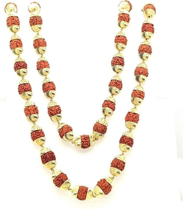 18kt Gold Cap 5 face Rudraksha Mala CN18/1772