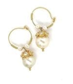 18Kt Gold Lightweighted Pearl Hoop Earrings PKE18/17 18Kt Gold Lightweighted Pearl Hoop Earrings PKE18/17