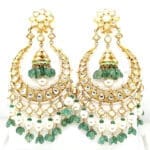 18kt Gold Kundan Polki Chandbali Earrings PKE18/6
