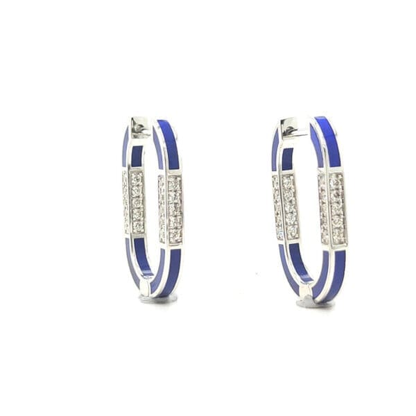 14Kt Gold Diamond Blue Hoops Earrings DER14/482