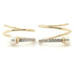 14Kt Gold Diamond Pearl Spiral Hoops Earrings DER14/327