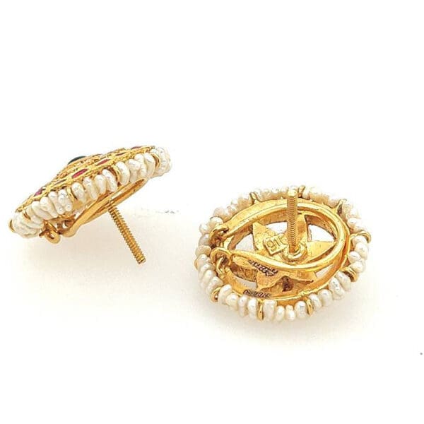22Kt Gold Pearl Kundan Tops/ Earrings TP22/61