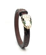 18Kt Gold Snake Leather Starp Men's Bracelet BG18/49