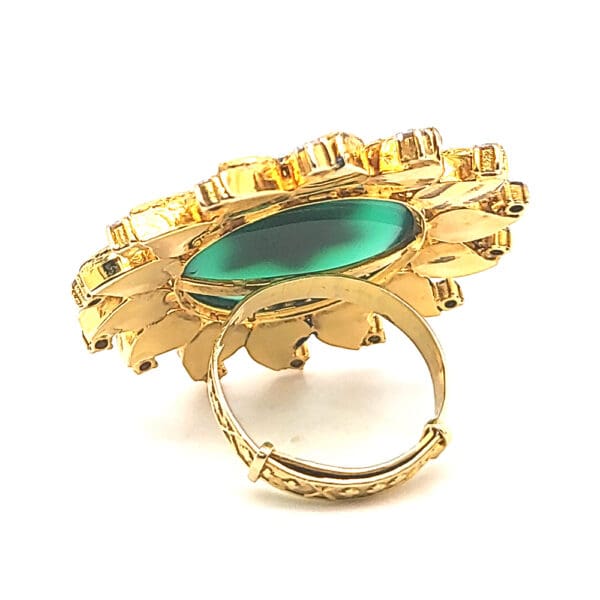 18kt Gold Flower Kundan Adjustable Ring 1PKR18/9