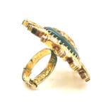 18kt Gold Flower Kundan Adjustable Ring 1PKR18/9