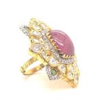 14KT Gold Kundan and Polki Pink Ring PKR14/3