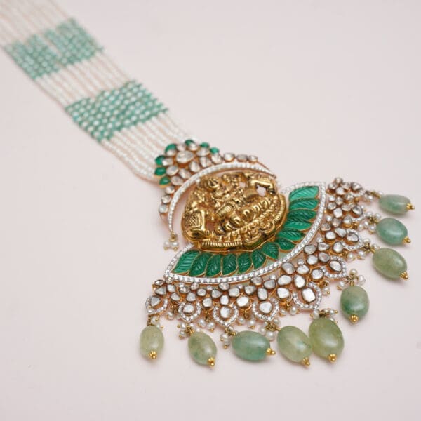 14kt Gold Polki Kundan Set With Pearl PKS14/2