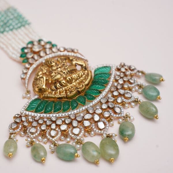 14kt Gold Polki Kundan Set With Pearl PKS14/2