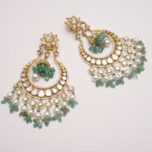18kt Gold Kundan Polki Chandbali Earrings PKE18/6
