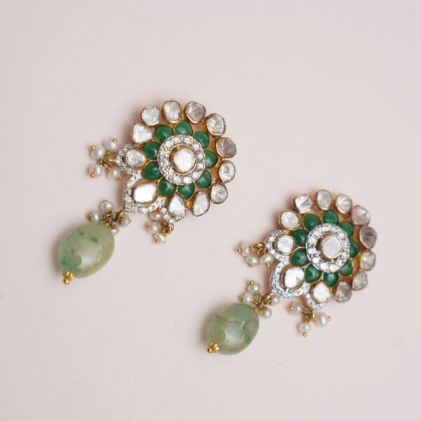 14kt Gold Polki Kundan Set With Pearl PKS14/2