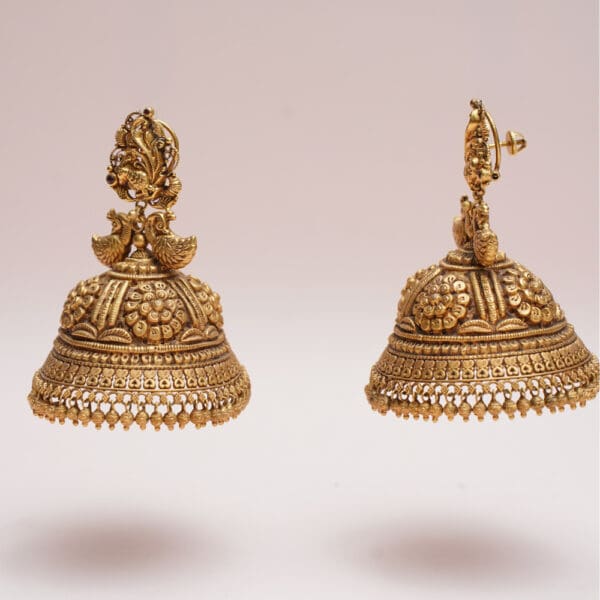 22kt Antique Yellow Gold Heavy Peacock Jhumka JH22/81