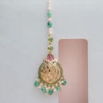 22Kt Yellow Gold Green And Pink Mang Tika TK22/40