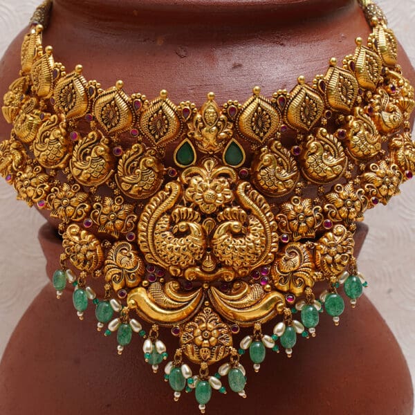 Antique Temple Yellow Gold Peacock Necklace NK22/165