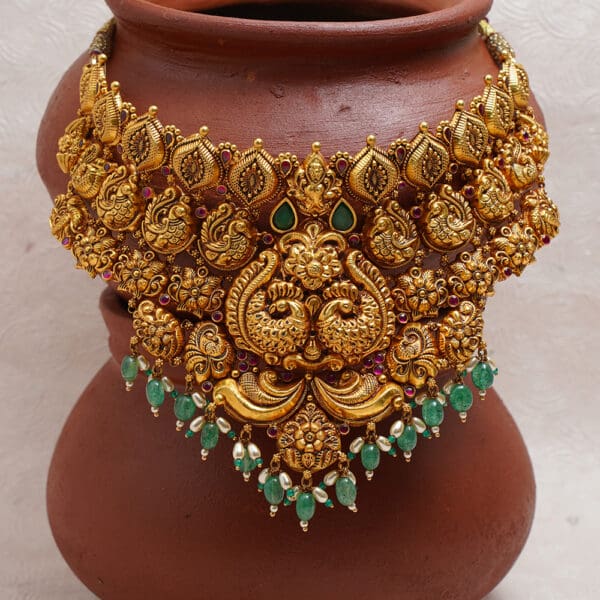 Antique Temple Yellow Gold Peacock Necklace NK22/165