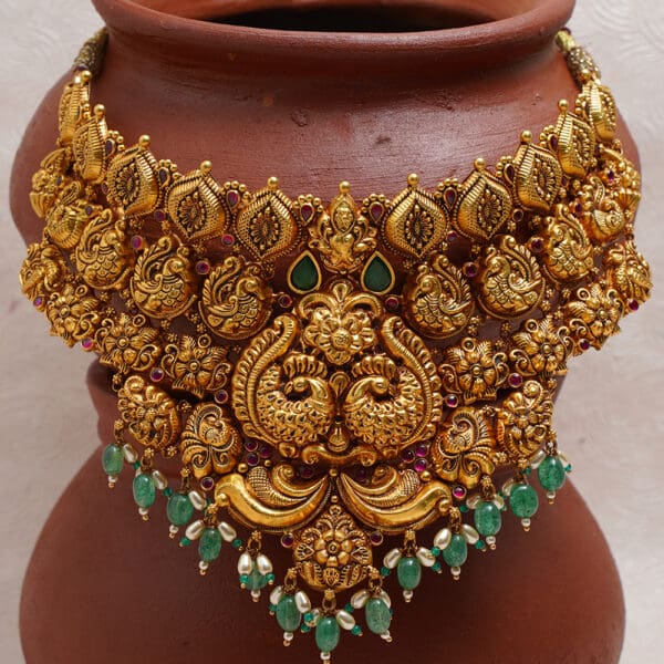 Antique Temple Yellow Gold Peacock Necklace NK22/165