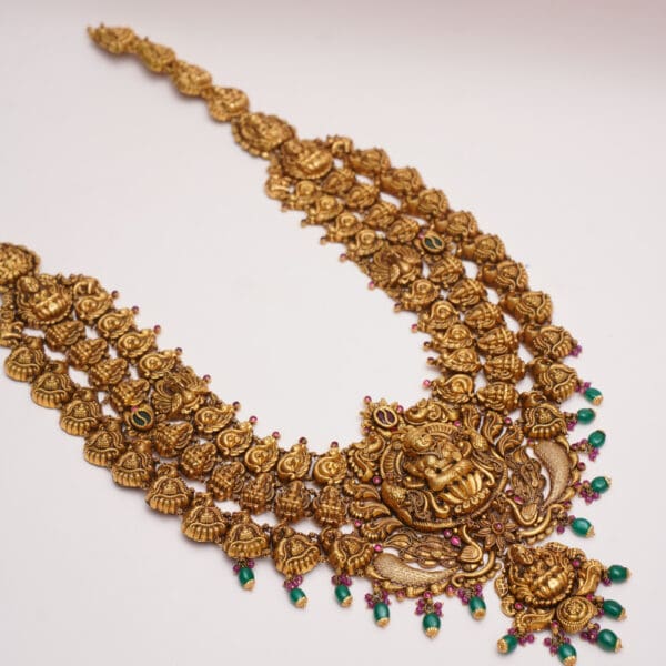 Goddess Lakshmi 22kt Yellow Gold Antique Temple Necklace NK22/163