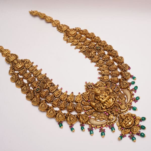 Goddess Lakshmi 22kt Yellow Gold Antique Temple Necklace NK22/163