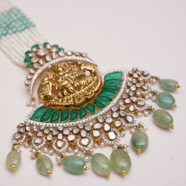 14kt Gold Polki Kundan Set With Pearl PKS14/2