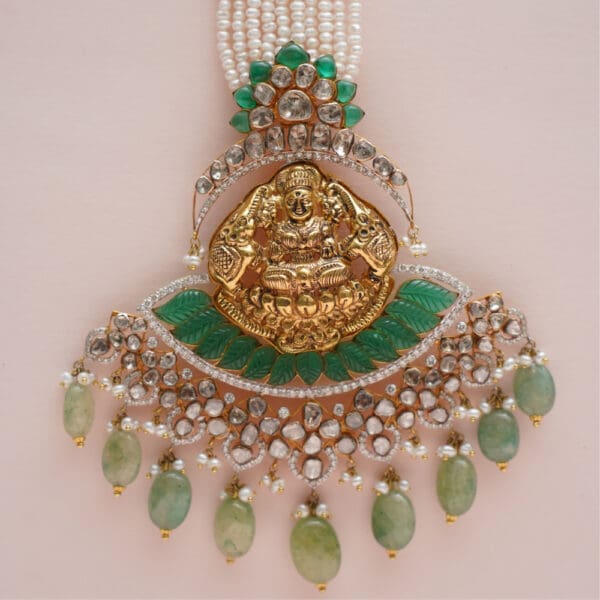 14kt Gold Polki Kundan Set With Pearl PKS14/2