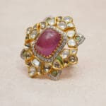 14KT Gold Kundan and Polki Pink Ring PKR14/3