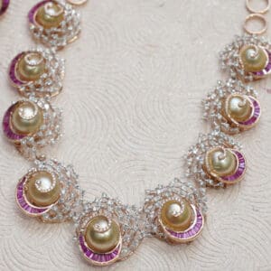 14KT Gold Pearl Diamond Necklace DNK14/203