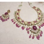 14kt Gold Kundan Polki Necklace With Earrings PKS14/9