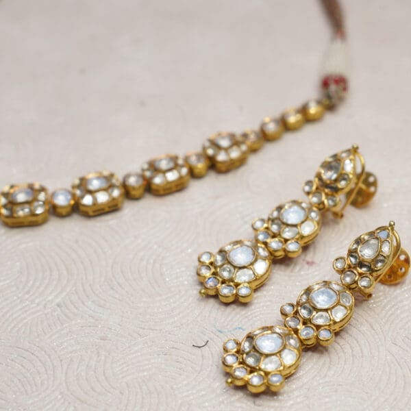 18kt Gold Polki Necklace With Earrings PKL18/2