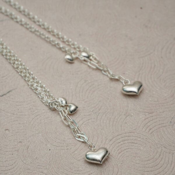 925 Silver Link Chain With Heart Charm Anklets PYSS/133