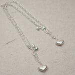 925 Silver Link Chain With Heart Charm Anklets PYSS/133