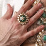 18kt Gold Flower Kundan Adjustable Ring 1PKR18/9