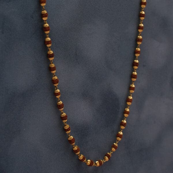 18Kt Gold Cap Rudraksha 5 Mukhi Mala