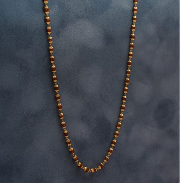 18Kt Gold Cap Rudraksha 5 Mukhi Mala