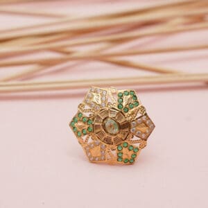 22kt Yellow Gold Ring With Green Stones RL22/1960 22kt Yellow Gold Ring With Green Stones RL22/1960