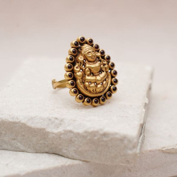 22Kt Gold Antique Temple Goddess Laxmi Ring RL22/1221
