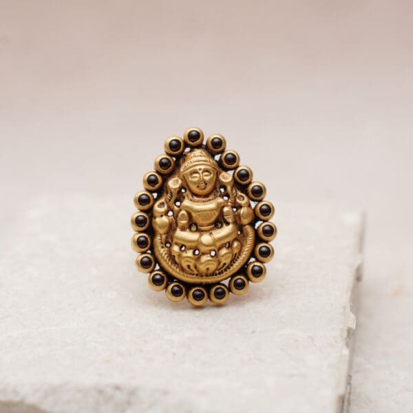 22Kt Gold Antique Temple Goddess Laxmi Ring RL22/1221