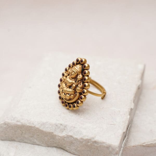 22Kt Gold Antique Temple Goddess Laxmi Ring RL22/1221