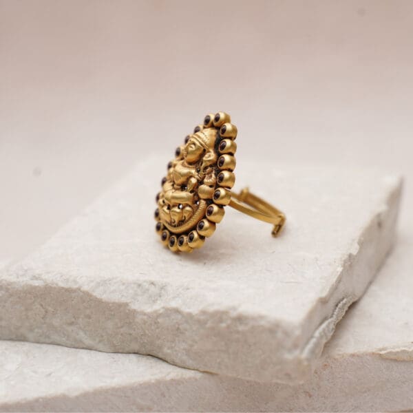 22Kt Gold Antique Temple Goddess Laxmi Ring RL22/1221