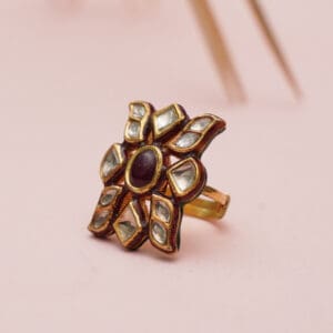 22Kt Gold Kundan Adjustable Ring RL22/226 22Kt Gold Kundan Adjustable Ring RL22/226