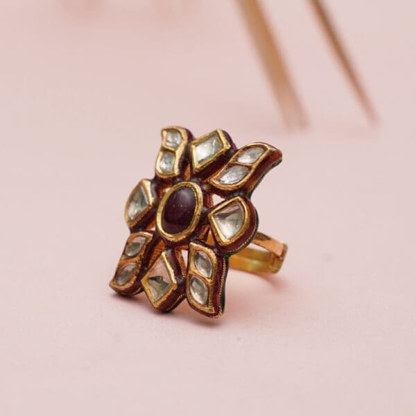 22Kt Gold Kundan Adjustable Ring RL22/226