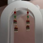 22Kt Gold Pearl Jhumki With Red and Green Stones ER22/1026 22Kt Gold Pearl Jhumki With Red and Green Stones ER22/1026