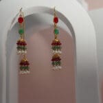 22Kt Gold Pearl Jhumki With Red and Green Stones ER22/1026 22Kt Gold Pearl Jhumki With Red and Green Stones ER22/1026