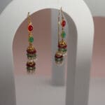 22Kt Gold Pearl Jhumki With Red and Green Stones ER22/1026 22Kt Gold Pearl Jhumki With Red and Green Stones ER22/1026