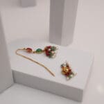 22Kt Gold Pearl Jhumki With Red and Green Stones ER22/1026 22Kt Gold Pearl Jhumki With Red and Green Stones ER22/1026