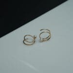 14Kt Gold Diamond Pearl Spiral Hoops Earrings DER14/327